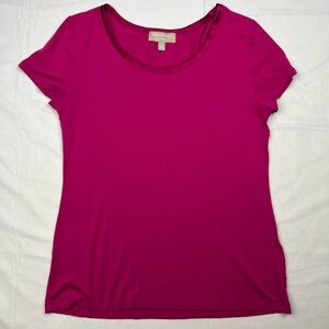 Banana Republic Luxe Touch Satin Trim S/S T-Shirt Top - Medium